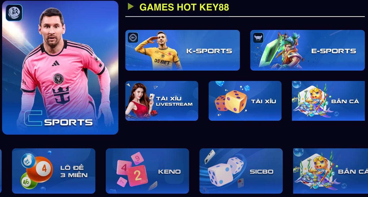 Key88 - Đa dạng các trò chơi giải trí cá cược